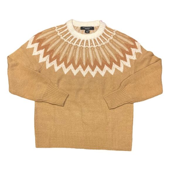 French Connection Essentials Women's Long Sleeve Fair Isle Sweater - Camel - Picture 1 of 2